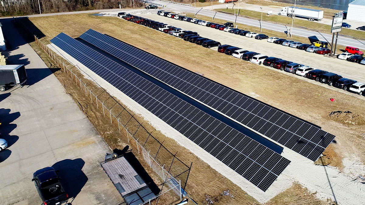 Ground-Mounted Solar Panel Installation for Car Dealership in Centralia