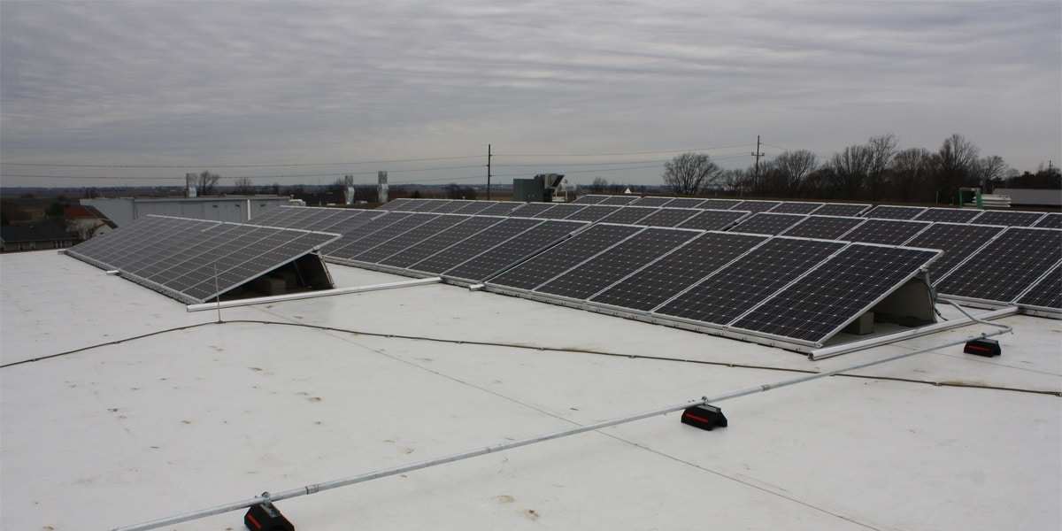 ballasted roof mounted solar panels college