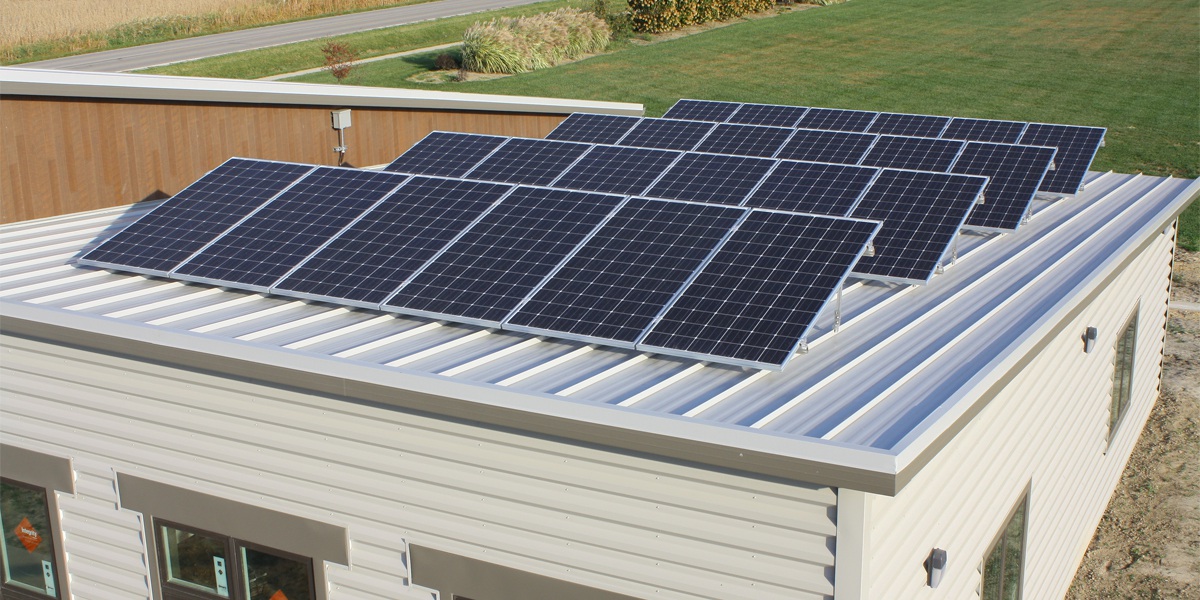 Solar Panels Mounted on Standing Seam Metal Roof for Architect's Office in Effingham, IL Tick