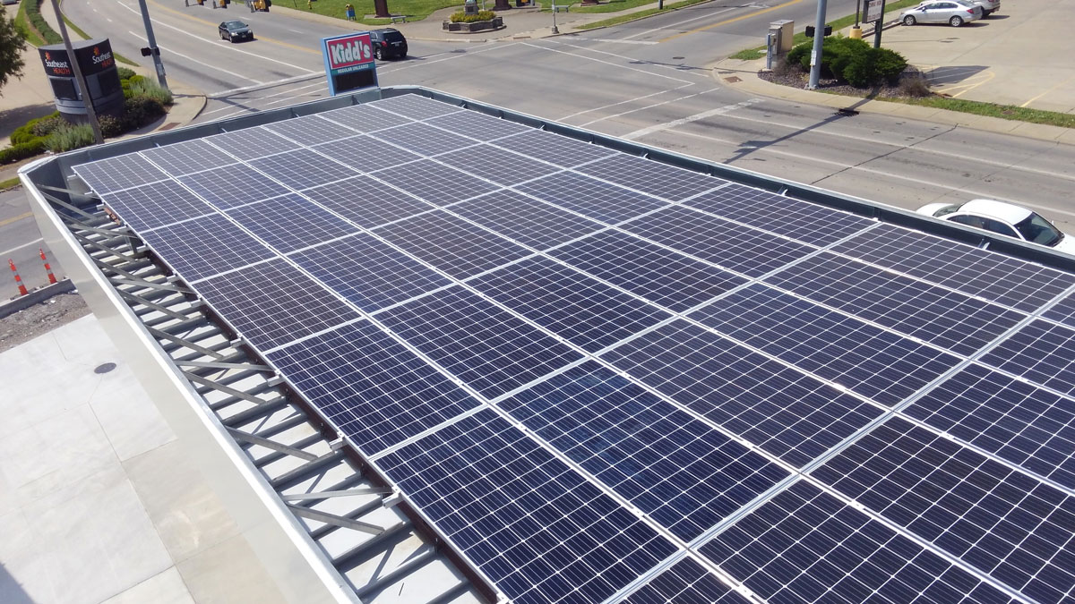 Commercial Solar Installation on Gas Station Canopy in