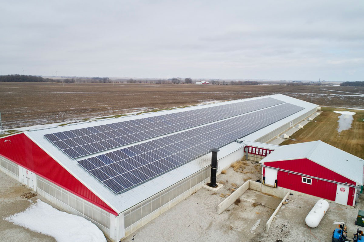 Parks Companies hog farm agriculture roof mounted solar system