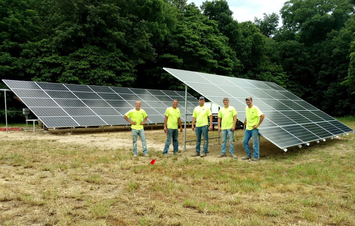 residential ground mount solar with install crew