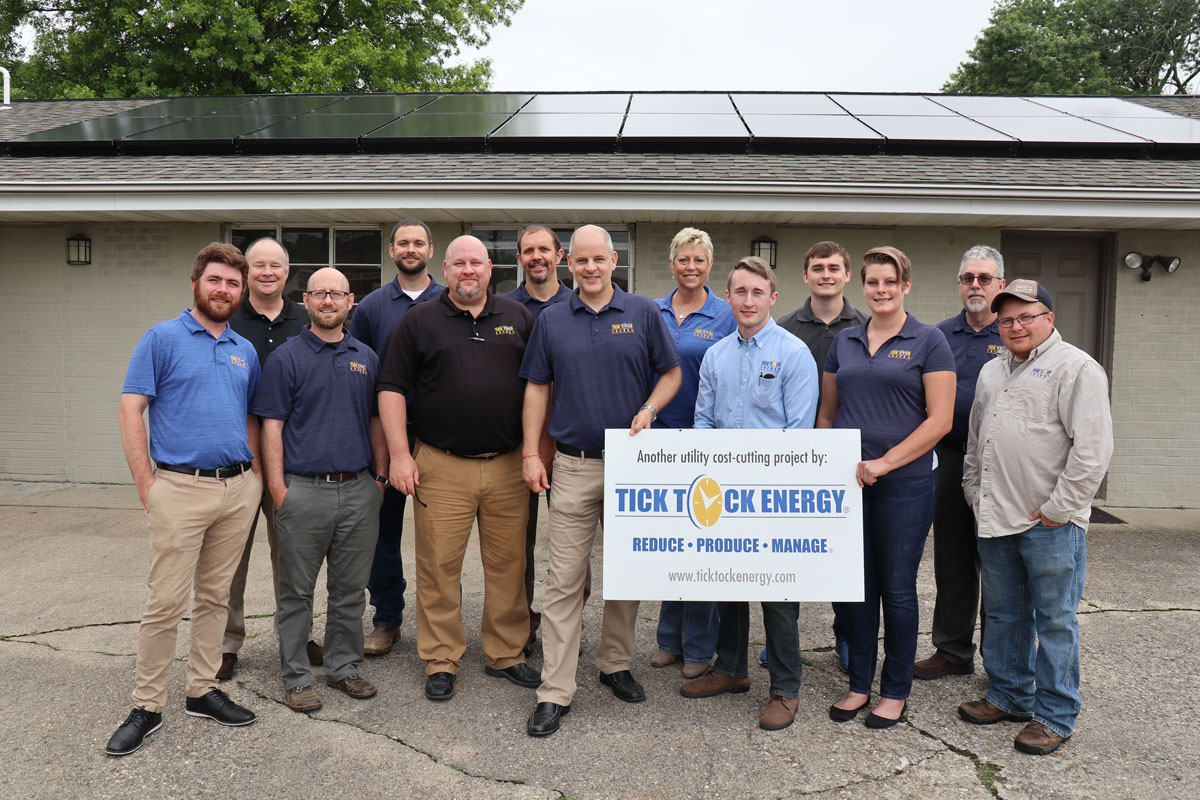 Roof mounted solar panels for Tick Tock Energy in Effingham, IL