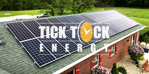 tick tock energy logo over house