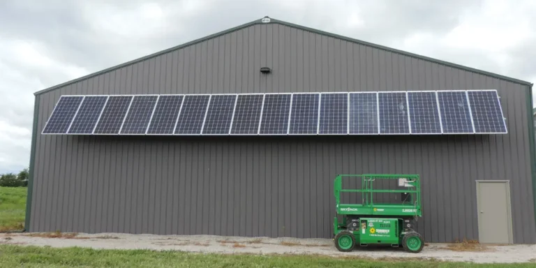 5.5 kW (DC) Wall-Mounted Solar Awning for Benwood Farm in Pontiac, IL