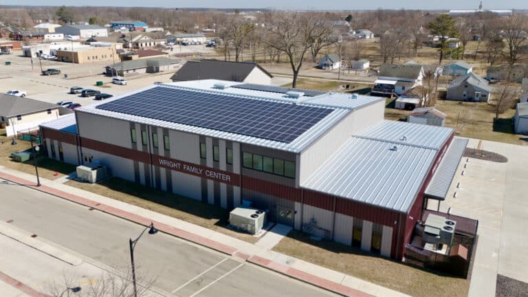 91 kW Solar Metal Roof Mount for Wright Family Center in Village of Dieterich, IL